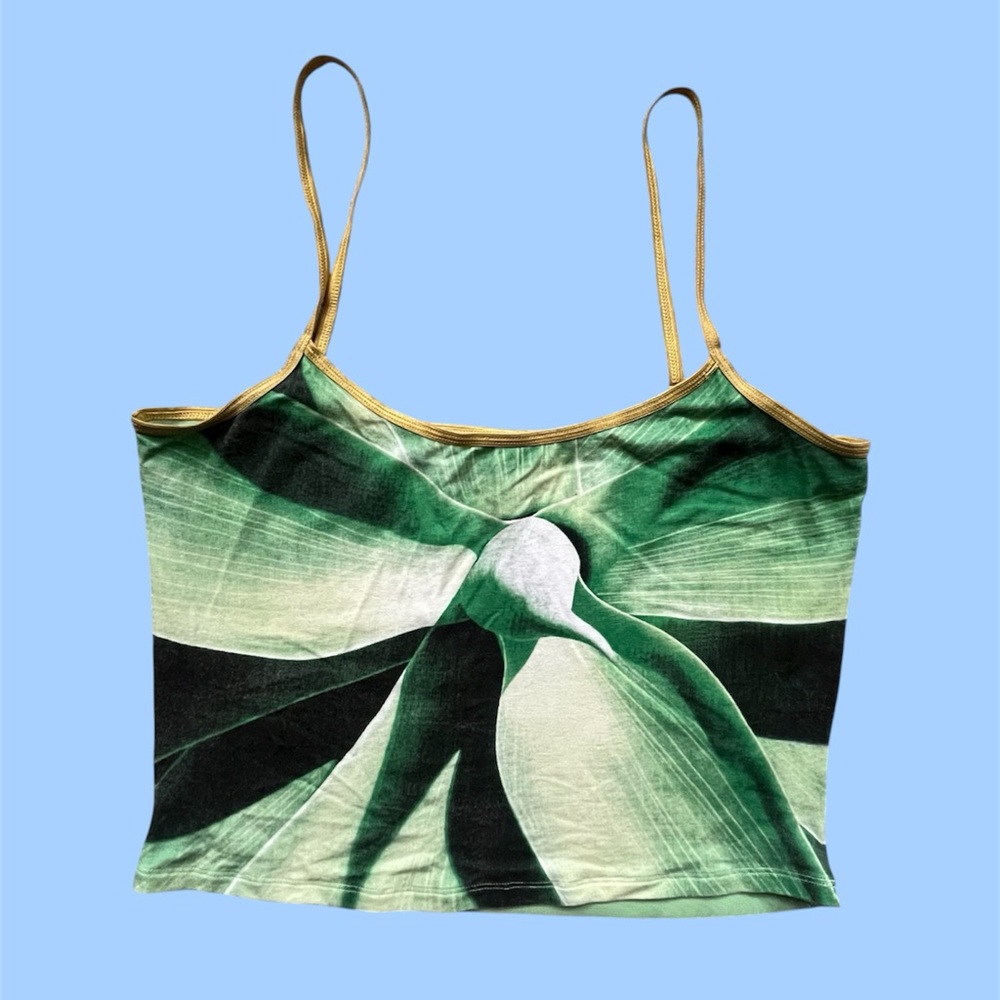 Pu$sy Deluxe Digital Floral Print Green Cami